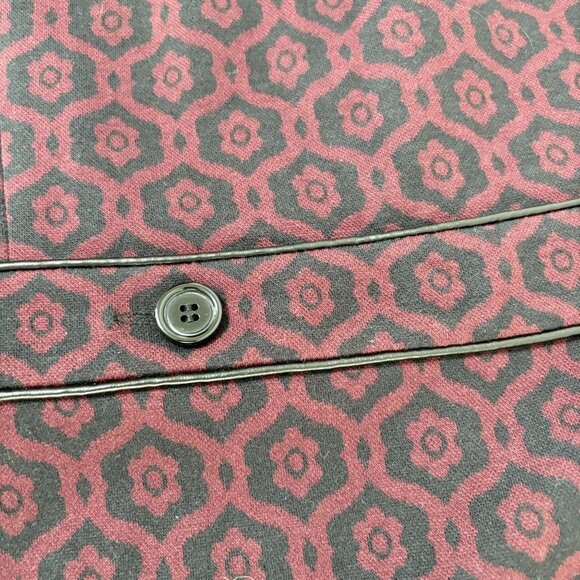 Talbots Shift Dress Womens 12 Black Burgundy Geometric Button Detail Sleeveless - Picture 12 of 12